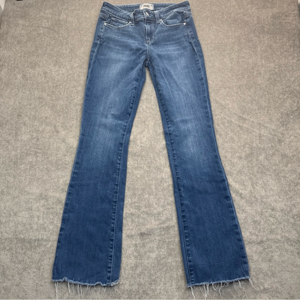 Paige Jeans Manhattan Bootcut Mid Rise Blue Raw Hem Stretch Casual Women’s 26